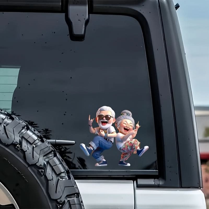 Dancing Senior Couple Car Waterproof Sticker for Bumper, Wall, Laptop & More