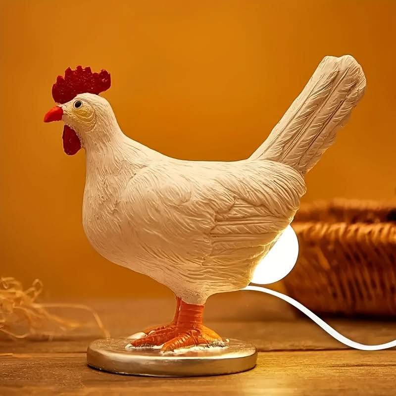 Resin White Egg Rooster Night Lamp