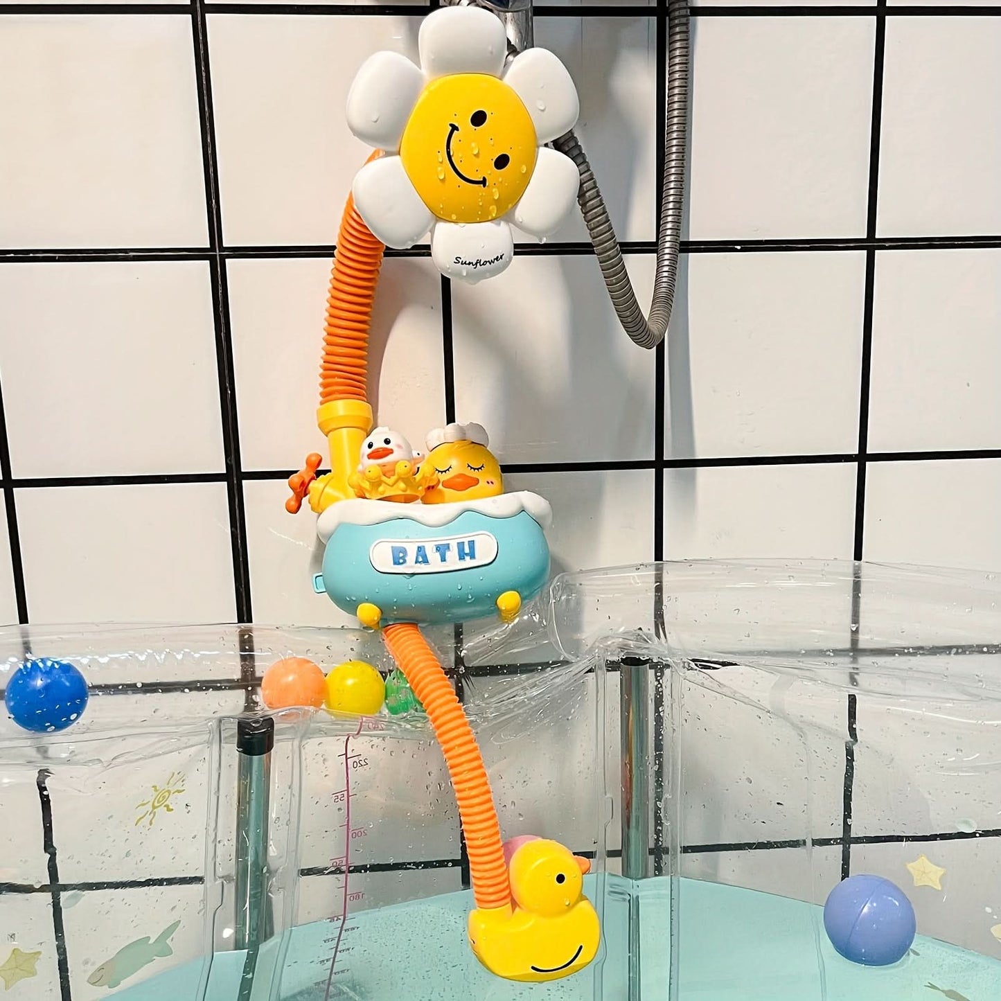 Baby Shower Toy with Electric Sprinkler-Fun Duck Water Play Bathtub Toy Set for Infants