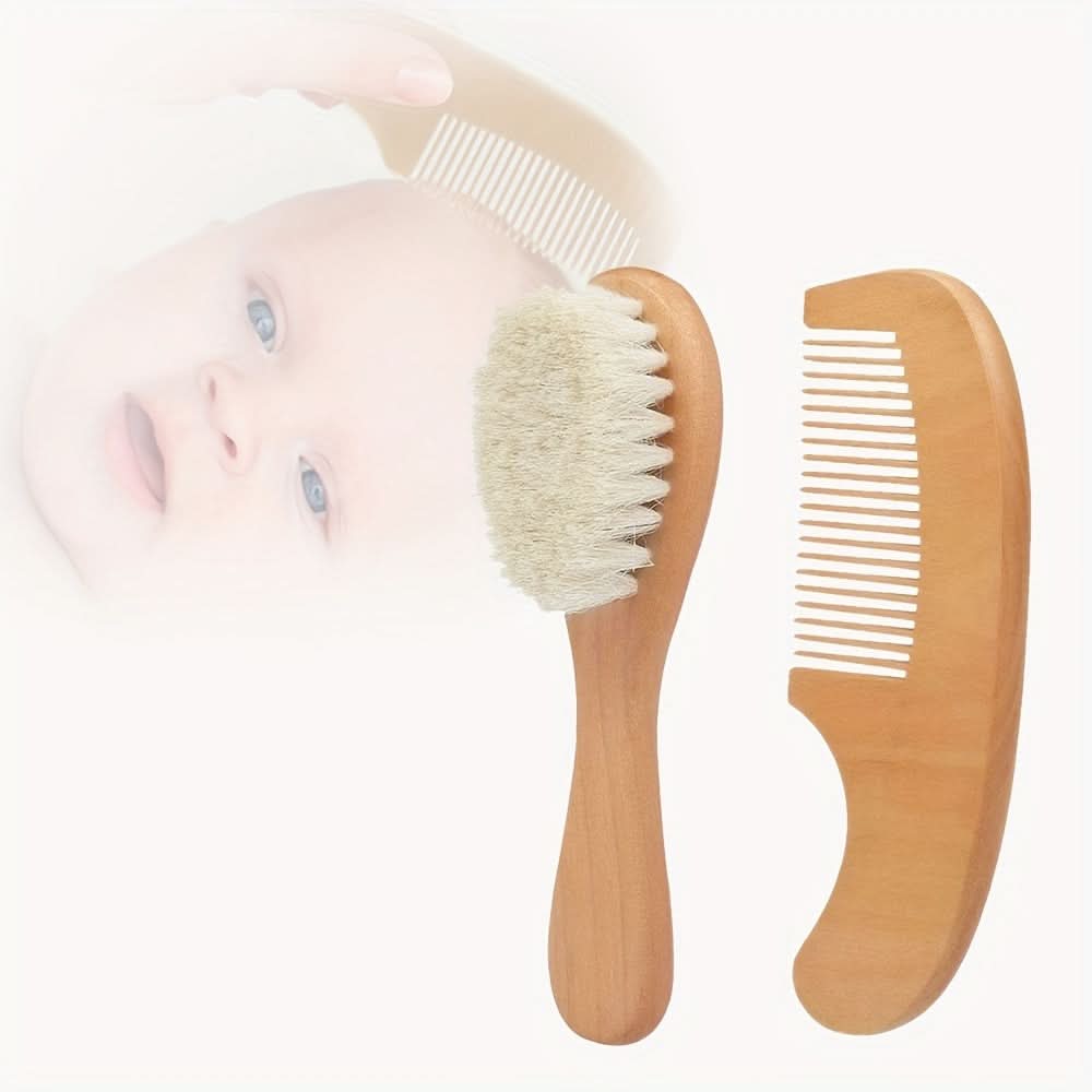 Soft Wooden Baby Hair Brush and Comb Set