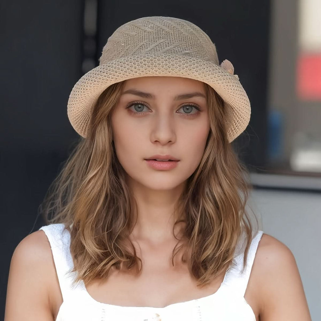 Women’s Straw Sun Hat with Floral Trim – Lightweight, Breathable, Rolled Brim
