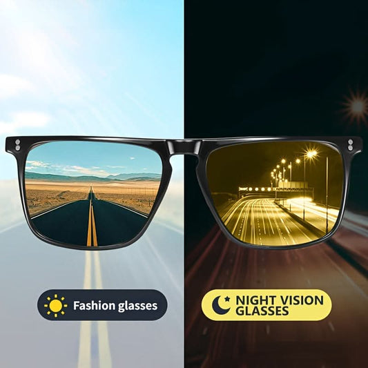Trendy Classic Photochromic Flat Top Square Glasses – Versatile Eye Protection