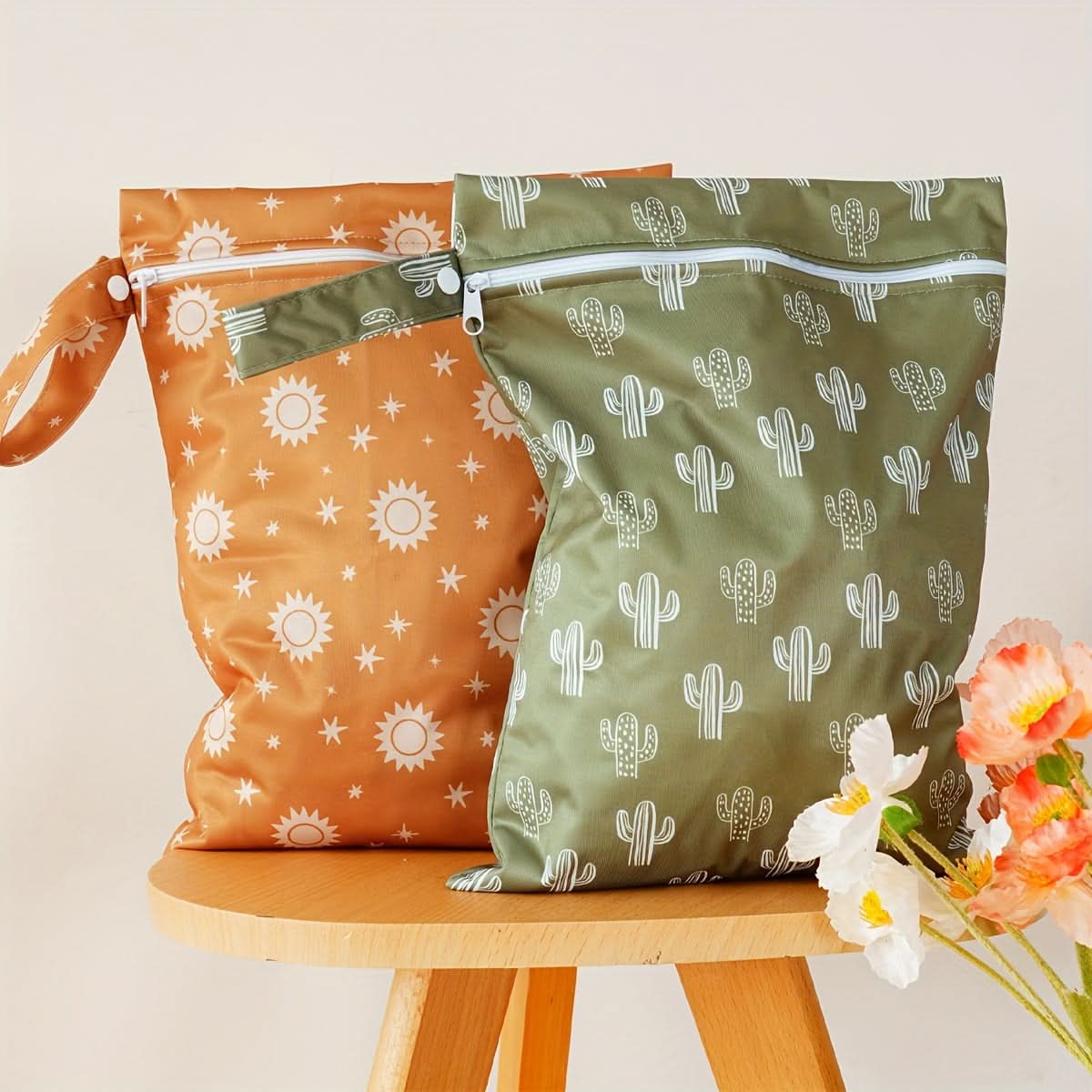 2-Pack Reusable Wet Dry Bags for Diapering