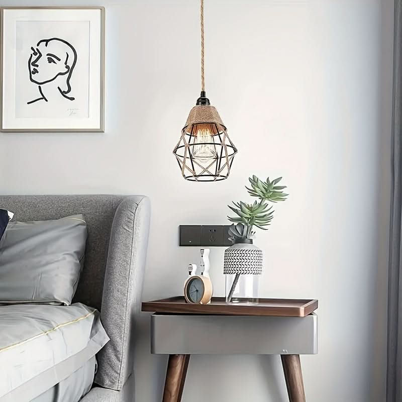 11.5ft Rustic Hemp Rope Pendant Light