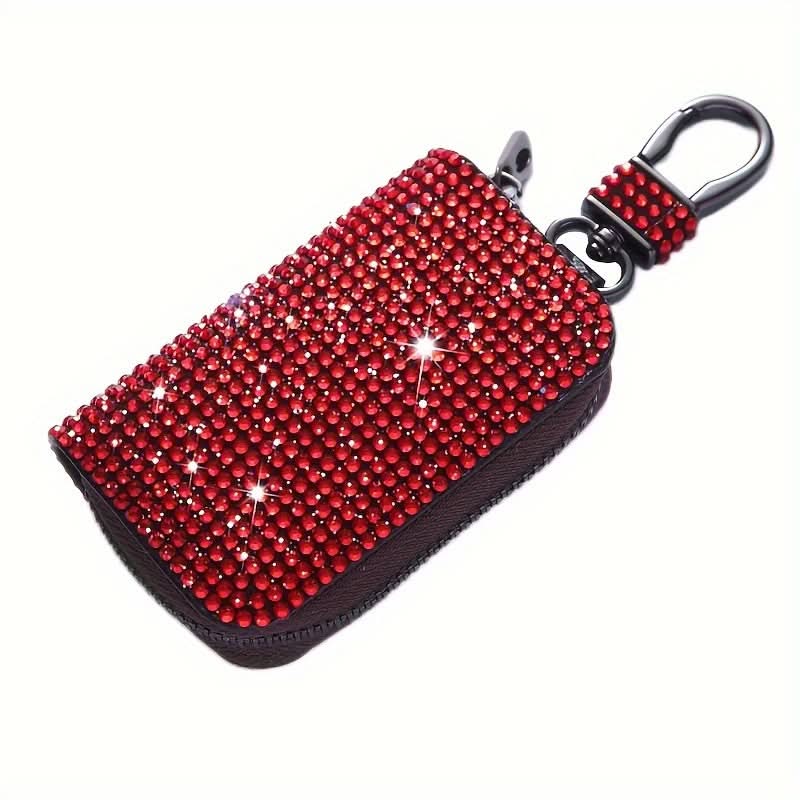 Rhinestone Car Key Case – PU Leather, Sparkling Protection