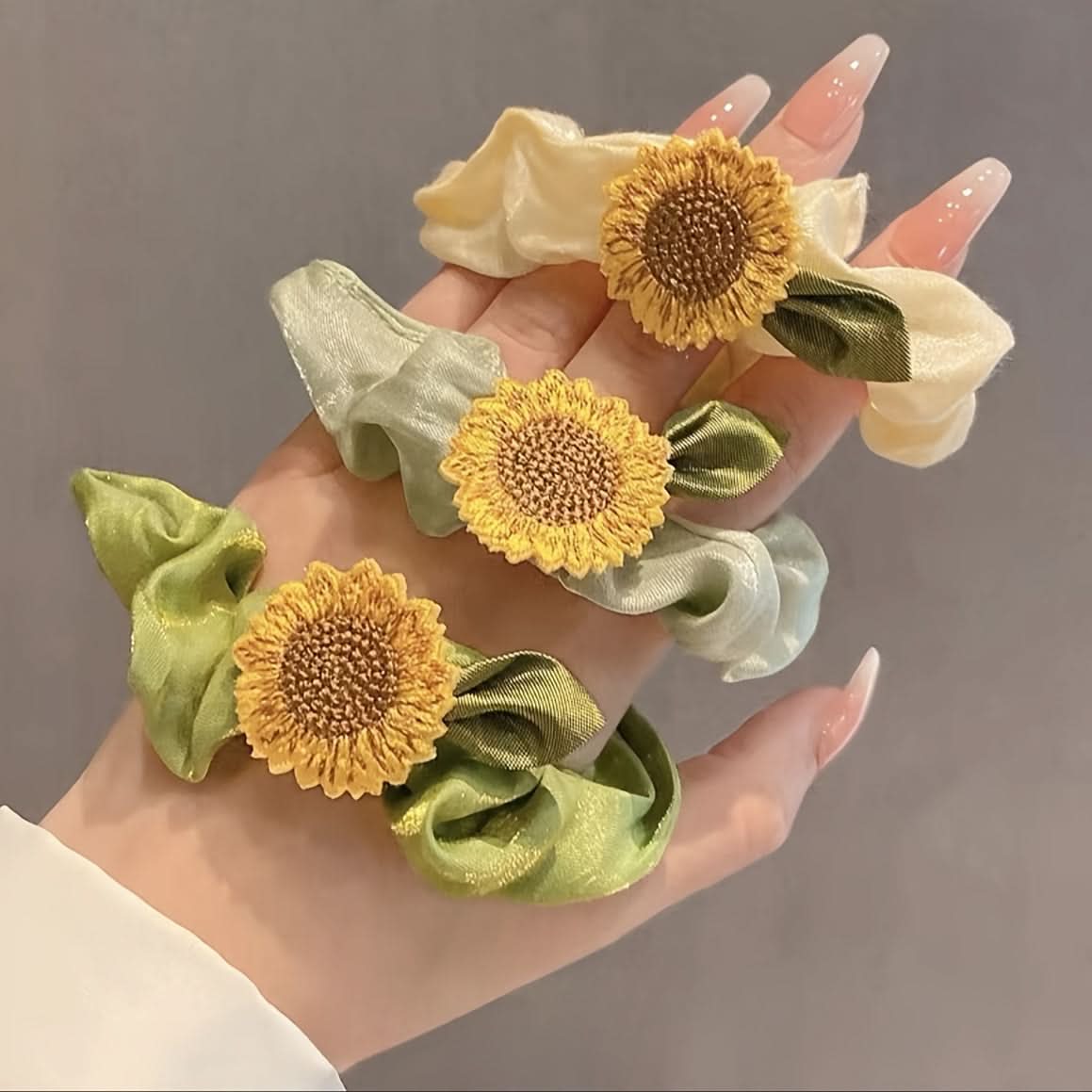 6PCS Sunflower Mesh Hair Scrunchies Set