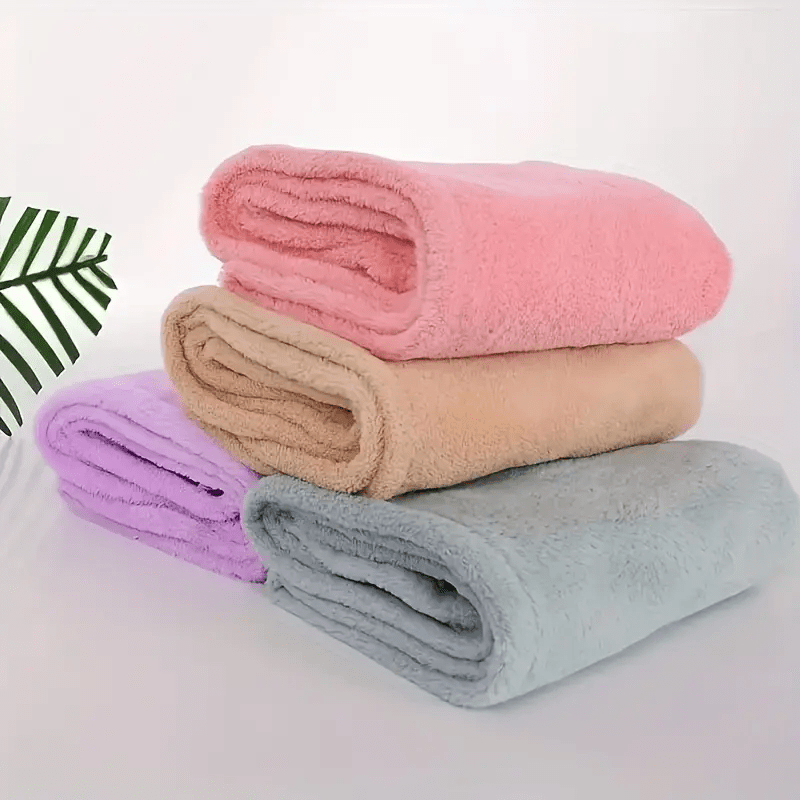 Ultra-Soft Coral Fleece Hair Drying Towel – Quick-Dry, Odor-Free, Cute Bear Button