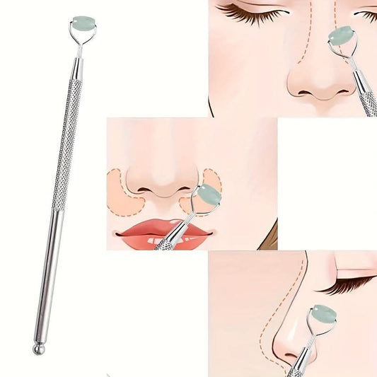 Stainless Steel Jade Facial Roller – Manual Scraping Massage Tool for Skin Care