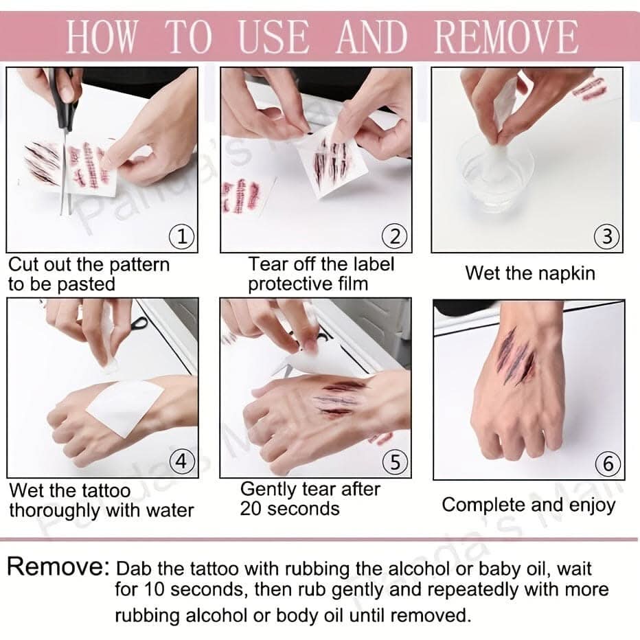 3D Bloodstain Temporary Tattoos for Halloween