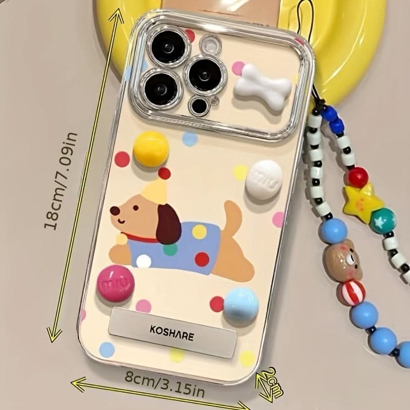 Cartoon Dog Case with Chain for iPhone 16