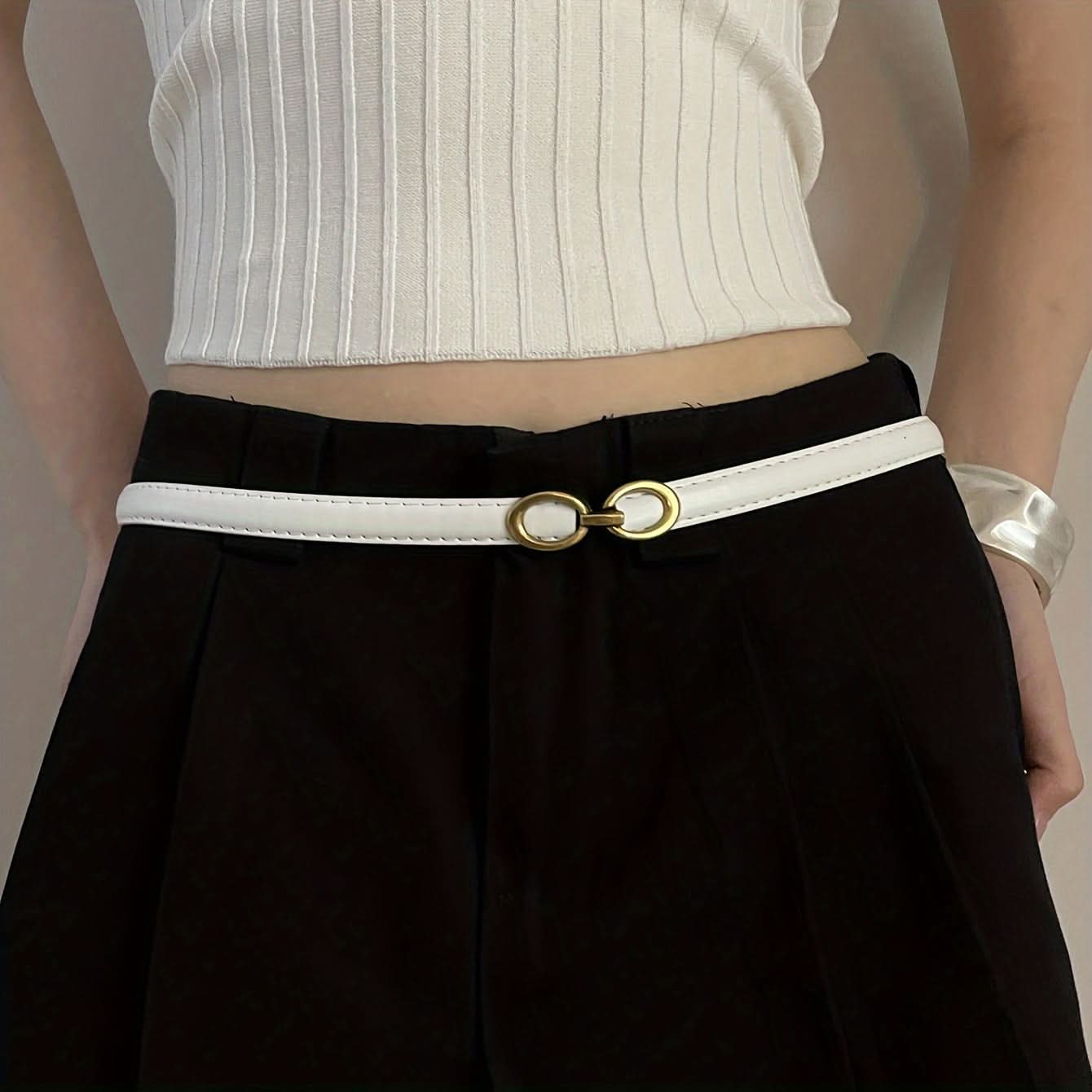 Classic PU Leather Waist Belt for Women – Oval Buckle, Casual Style