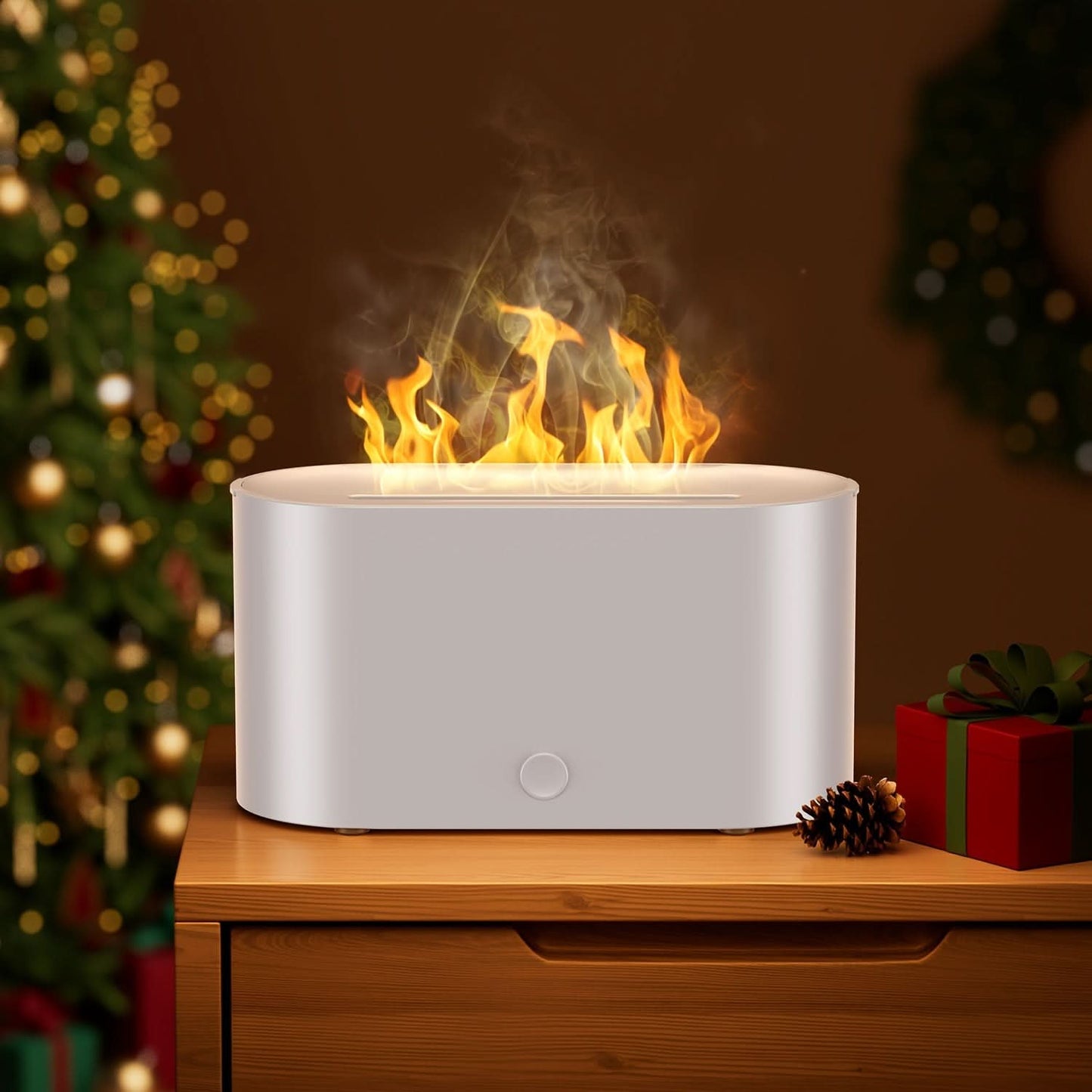 7-Color Flame Simulated Humidifier with Aromatherapy