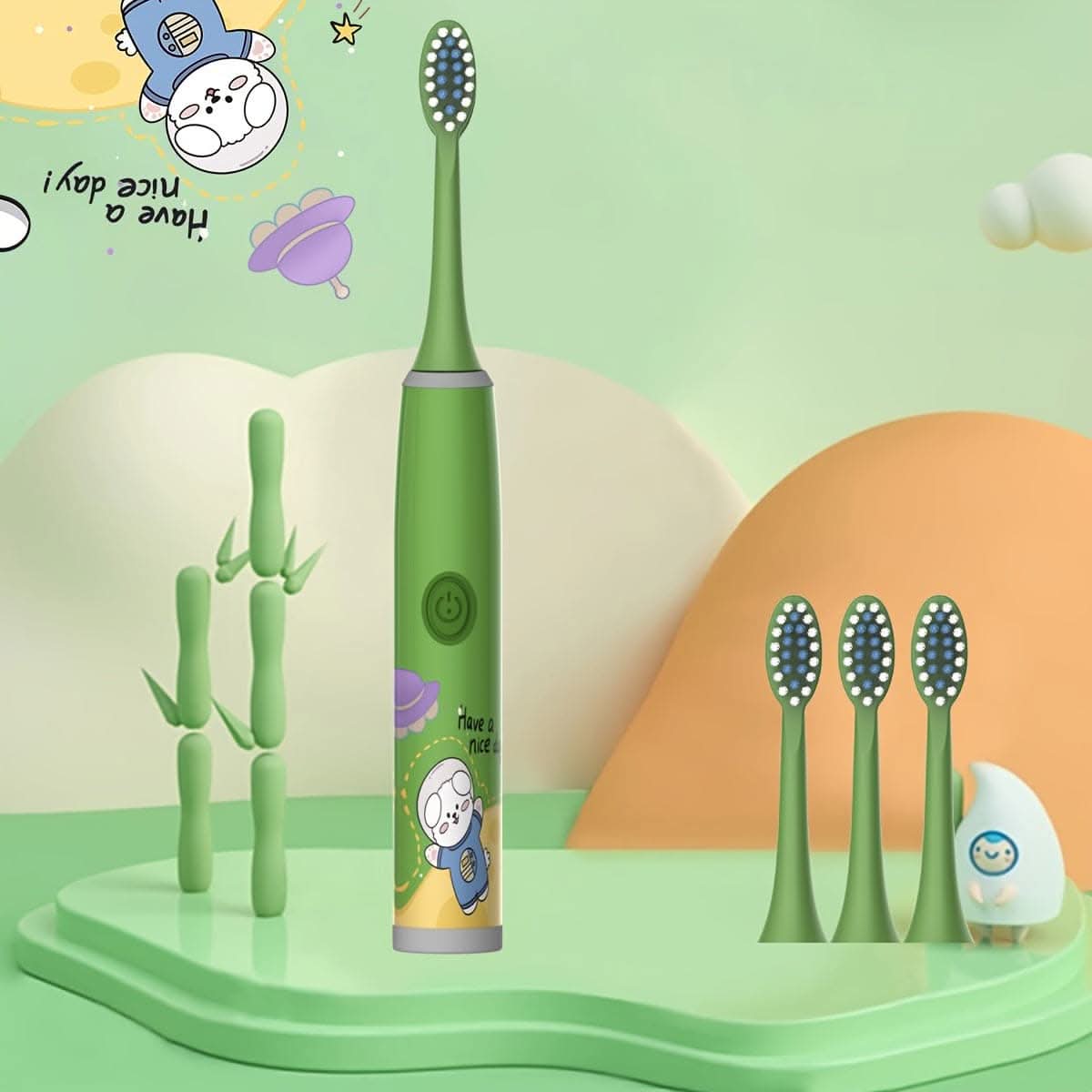 Kids Electric Toothbrush with 4 Brush Heads, Soft Bristles