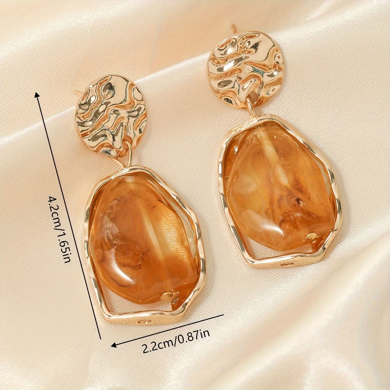 Vintage Contrast Resin Drop Earrings, 2-Pair Set