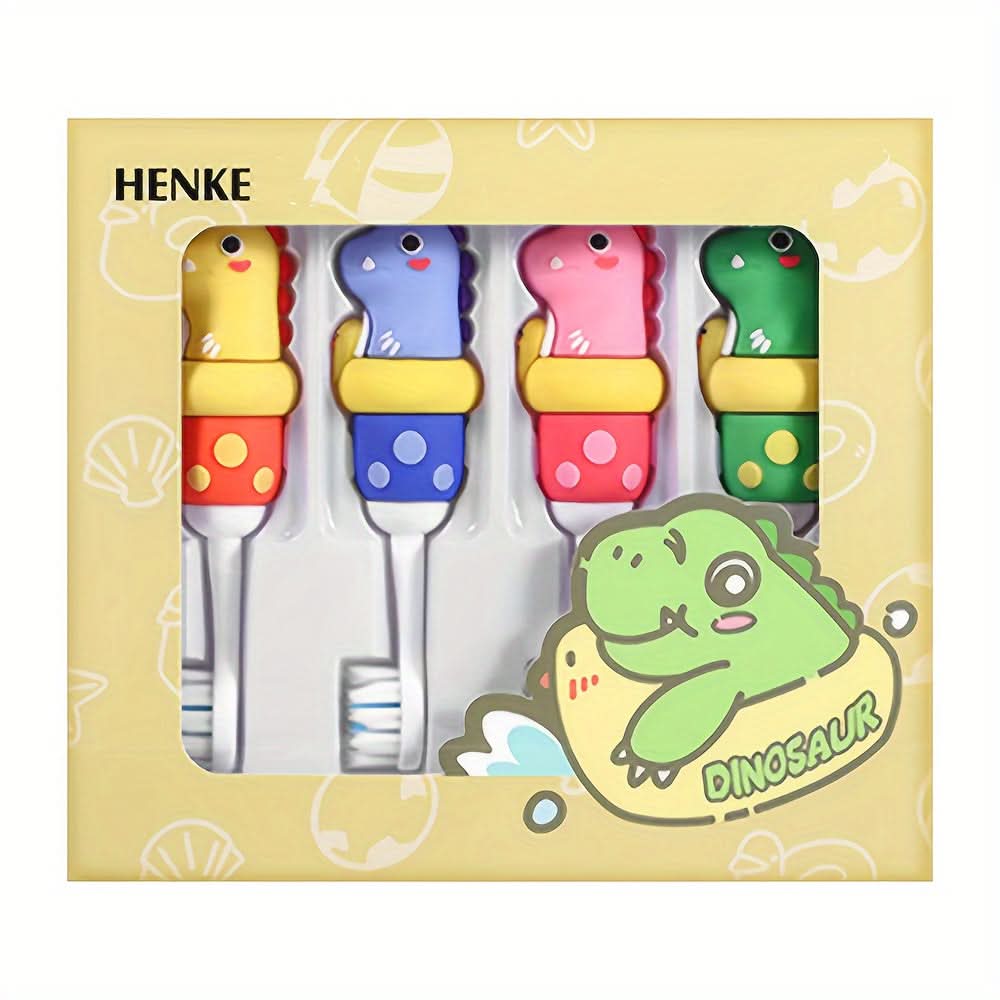 4-Pack Dino Kids Toothbrushes - Soft Bristles