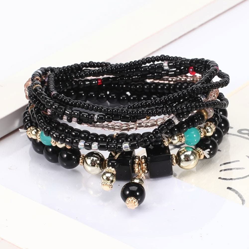 Colorful Resin Boho Beaded Stackable Bracelet Set