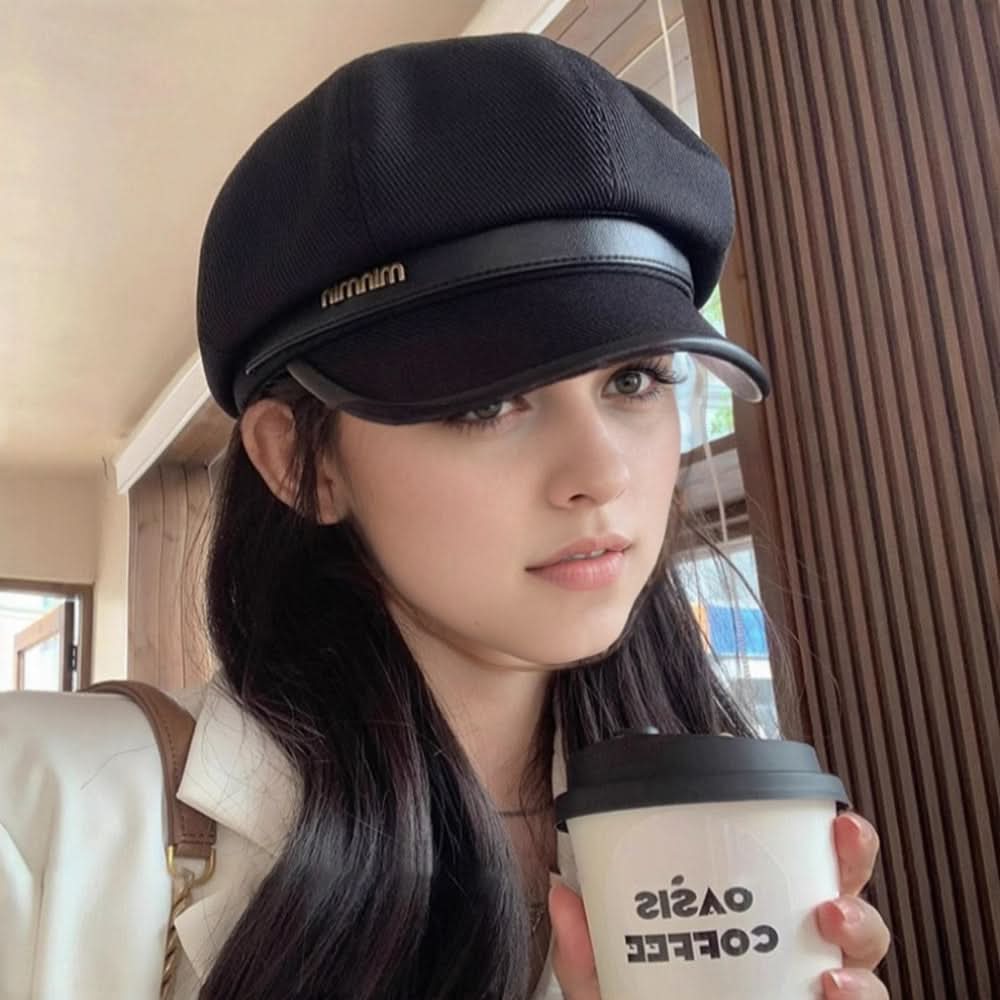 Women’s Beige Beret Hat – Classic British Style, Ribbed Texture