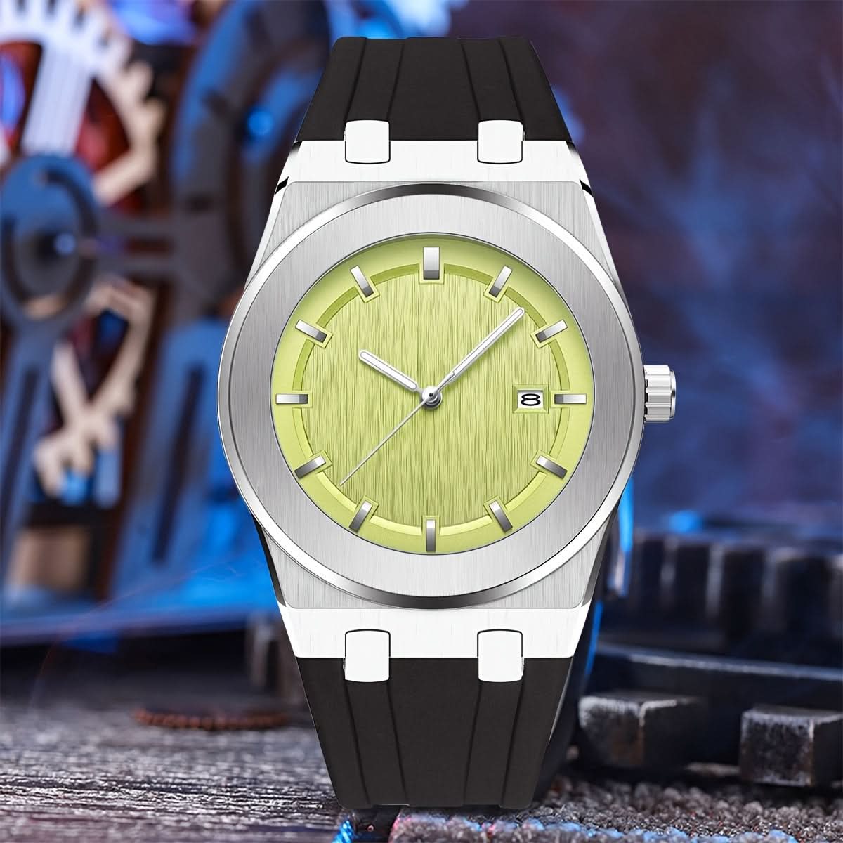 Men’s Business Sport Watch – Silicone Strap, Large Dial, Quartz Analog