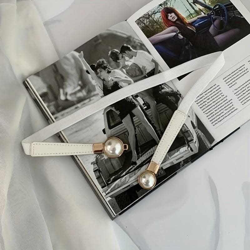 Adjustable Faux Pearl Elastic Waist Belt
