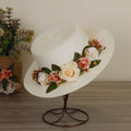 Women's Straw Fedora Hat with Rose Detail – Breathable Sun Protection