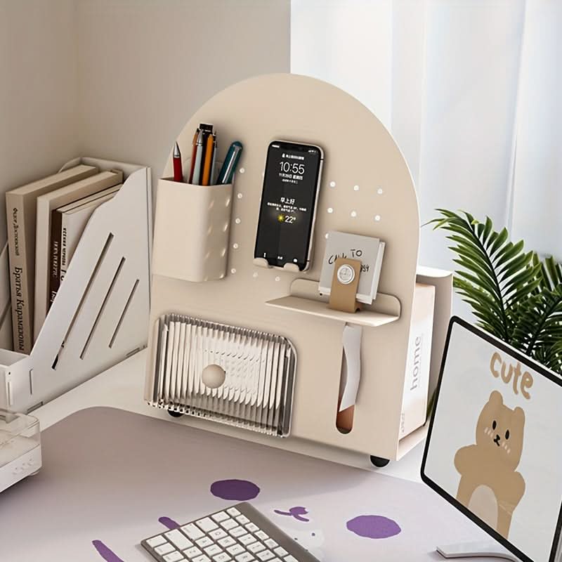 Desktop Organizer Set with Shelf and Acrylic Drawer, Multifunctional Iron Holder