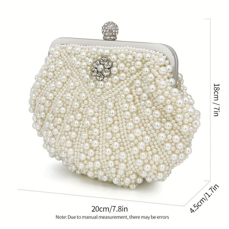 Elegant Floral Handle Wedding Clutch, Metal Chain