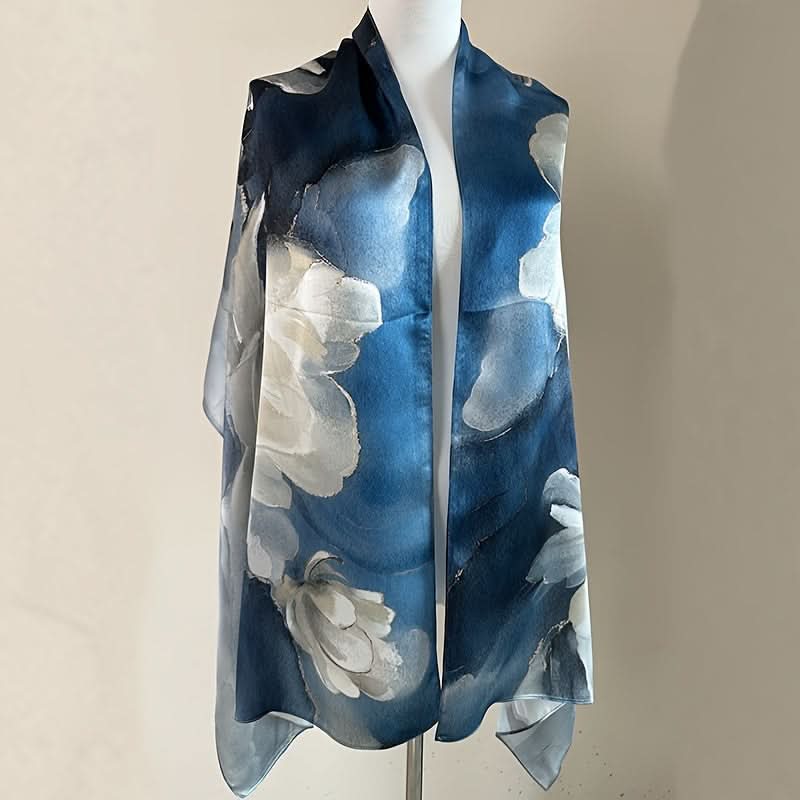 Elegant Silk Floral Shawl for Women – 100% Mulberry Silk
