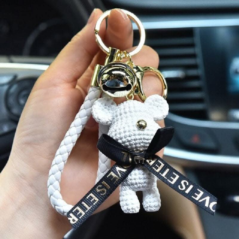 Adorable Bear Keychain with Bow & Bell – Cute Gift for Girls