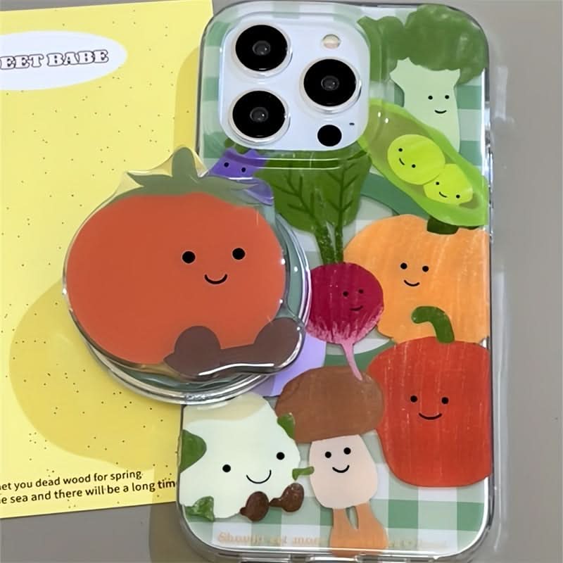 Colorful Transparent Vegetable Phone Case with Matching Stand for Apple iPhone