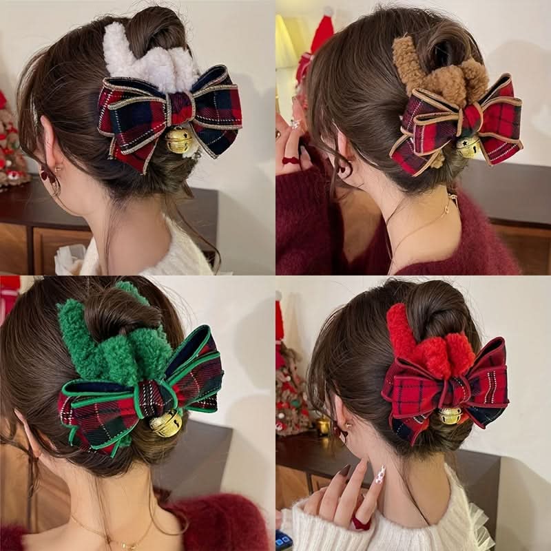 4pcs Christmas Bow Hair Clips for Women