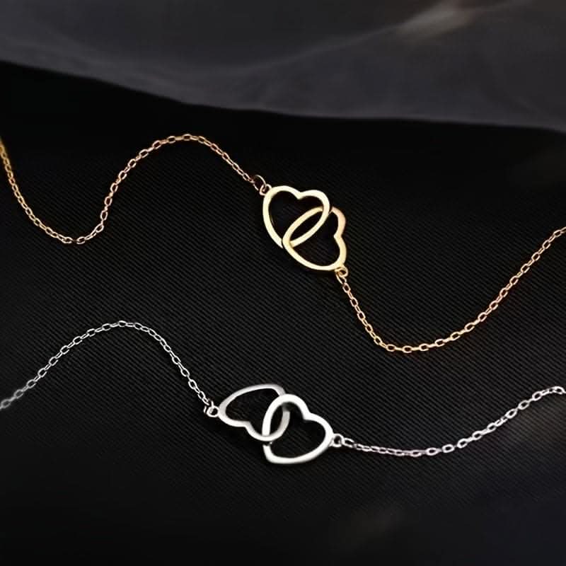 Double Heart Pendant Necklace – Minimalist Chic