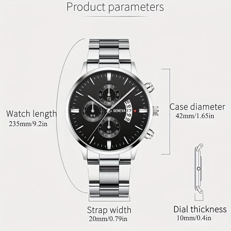 Fashion Men's Casual Calendar Quartz Wristwatch – Stainless Steel
