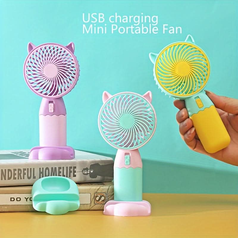 USB Rechargeable Mini Handheld Fan – Portable Wearable Fan