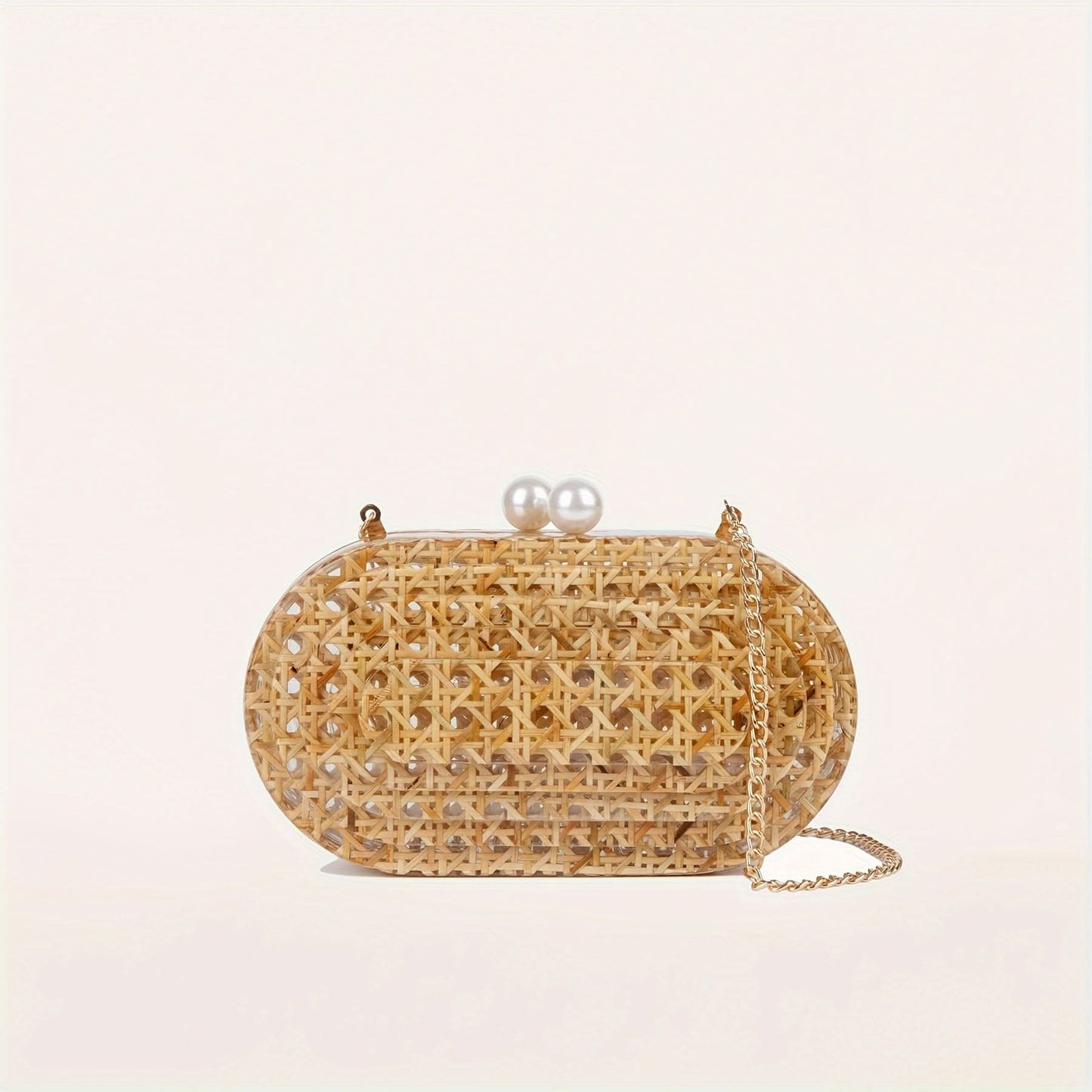 Pearl Rattan Clutch – Handwoven, Perfect for Weddings & Events