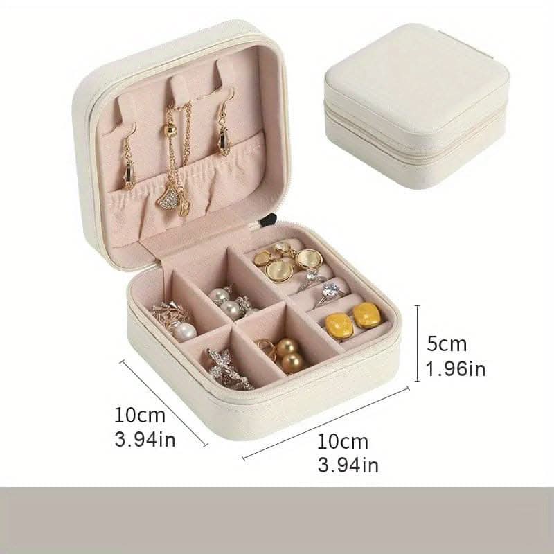 Compact Travel Jewelry Case – Organizer for Rings, Earrings & Necklaces