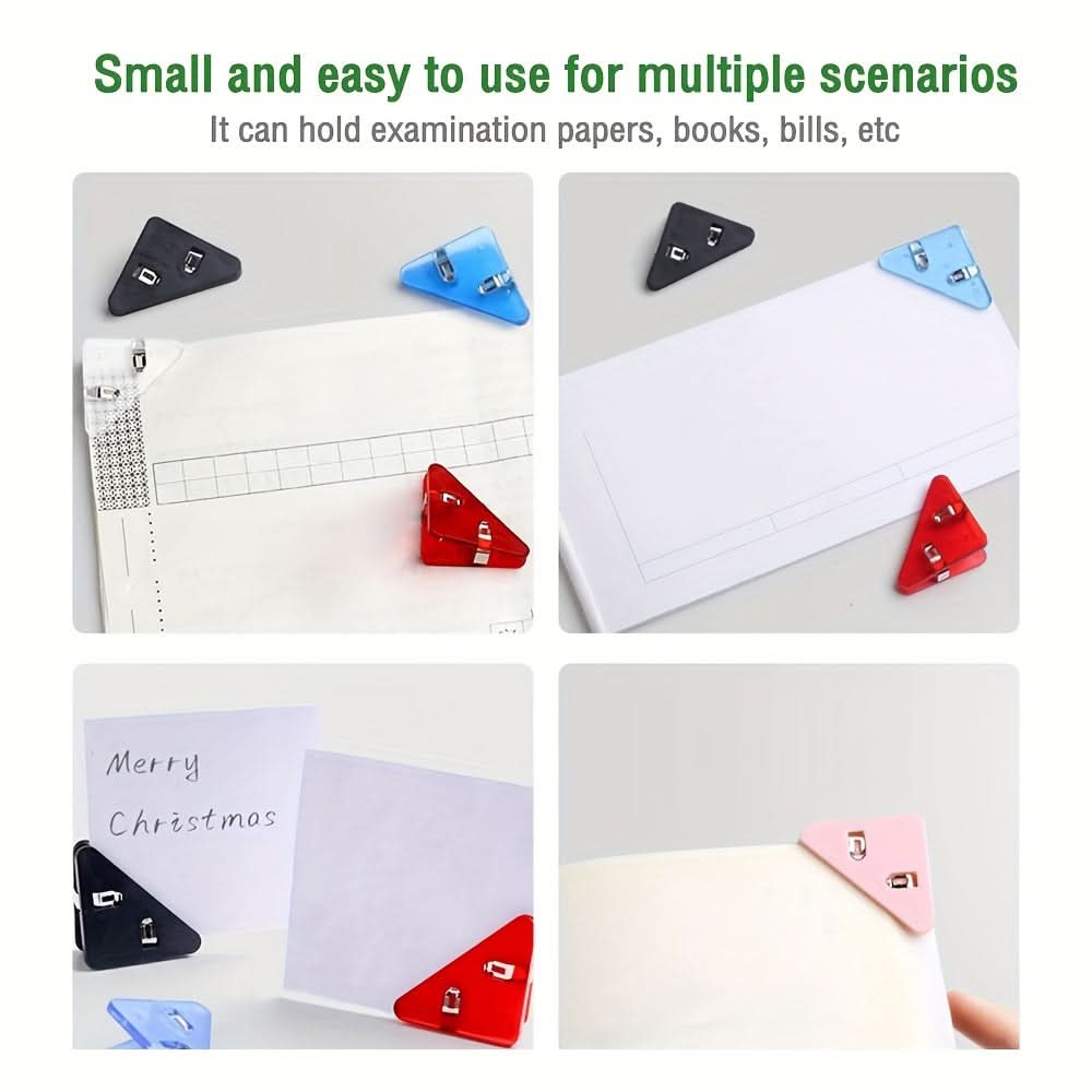 10-Pack Colorful Triangle File Clips for Organization