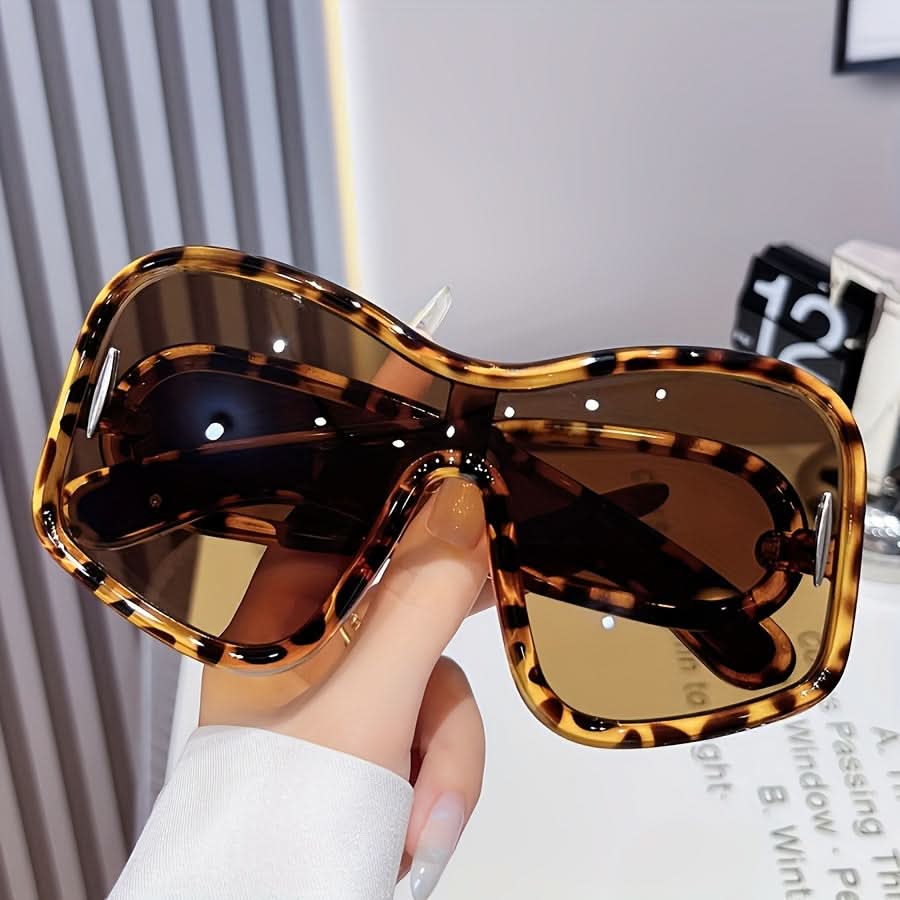 Oversized Square Frame Reflective Lens Glasses