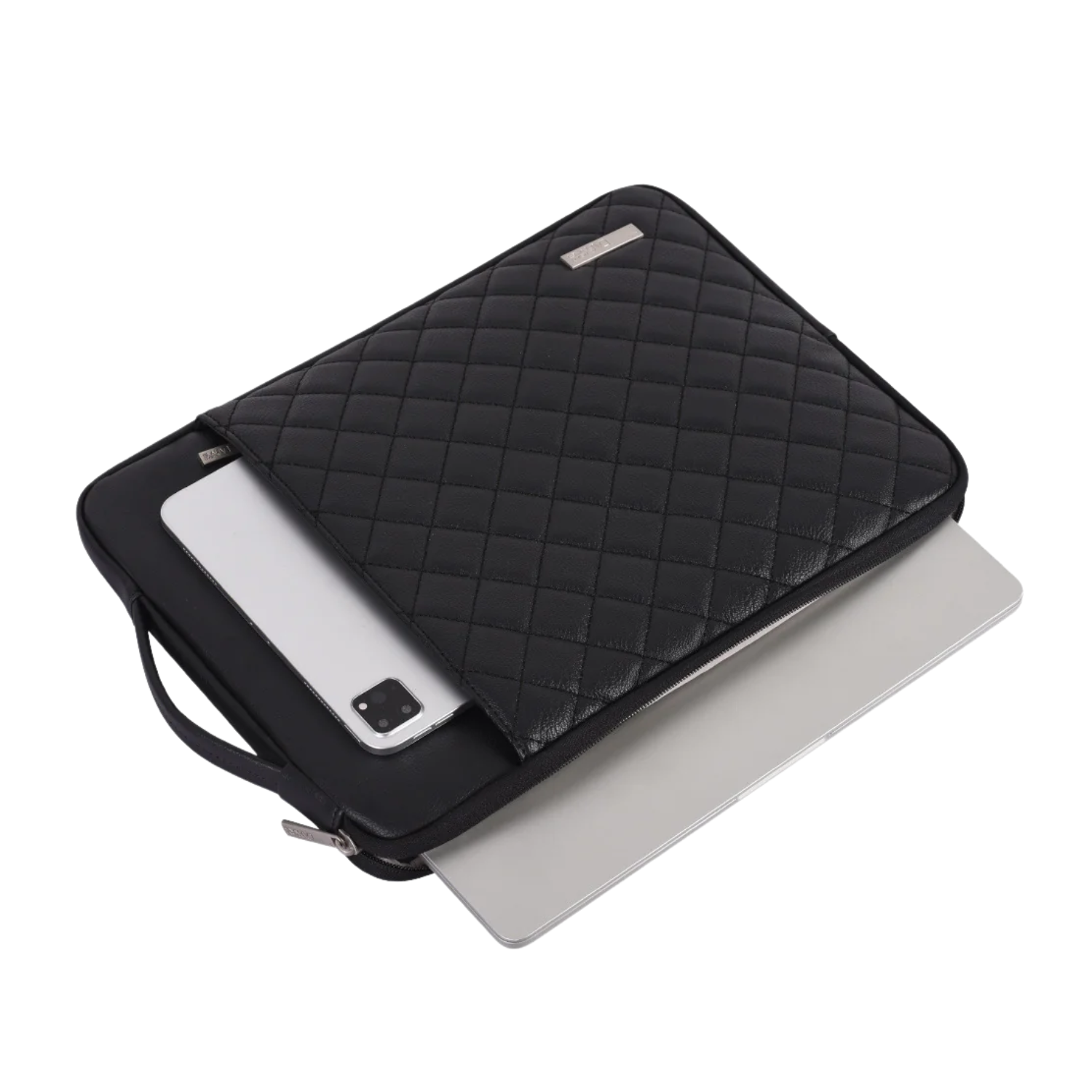 Black Quilted Laptop Bag 11–15" – PU Shock-Resistant Sleeve for Dell & More