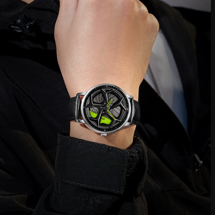 Sanda Men’s Leather Quartz Watch – Hollow Rotatable Dial, Waterproof Casual Timepiece