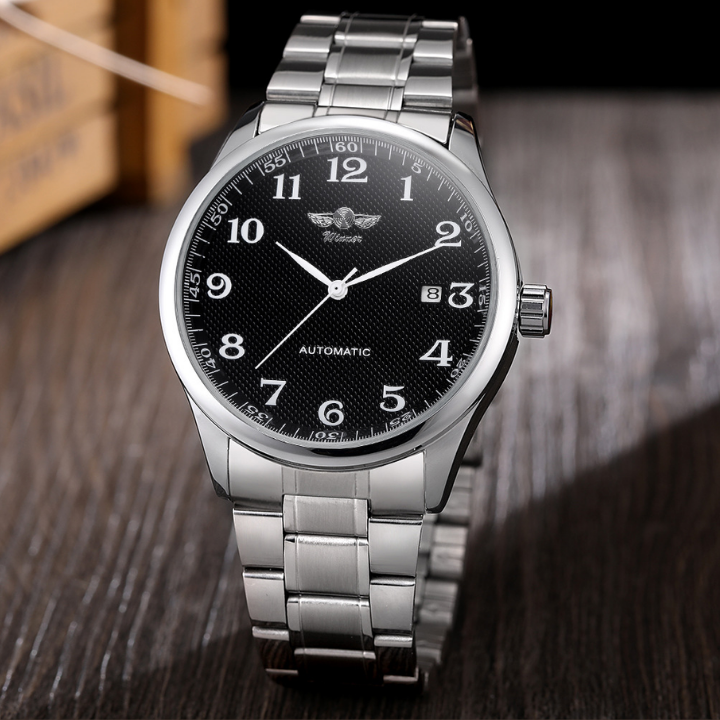T-Winner Men’s Automatic Mechanical Watch – Retro Stainless Steel Band
