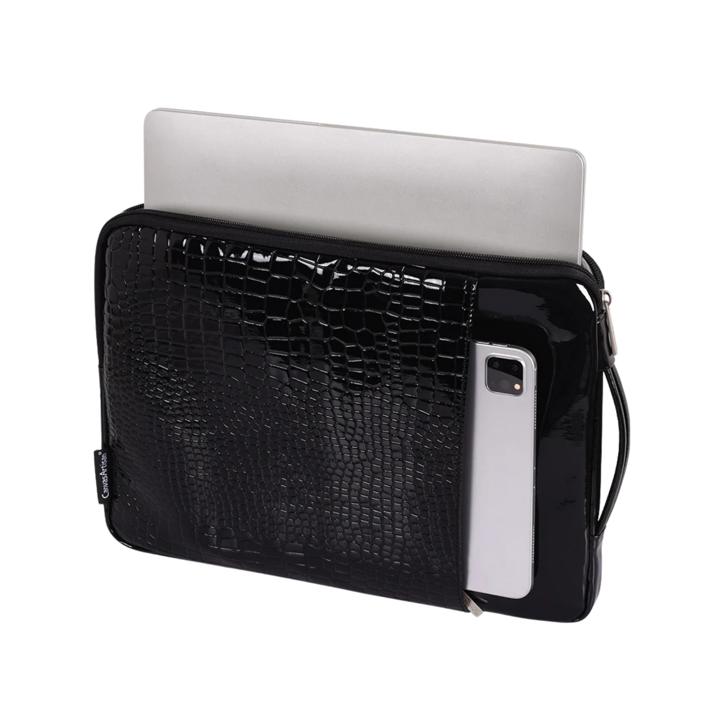Crocodile PU Leather Laptop Sleeve – Waterproof & Shock-Resistant Case, 11–15”