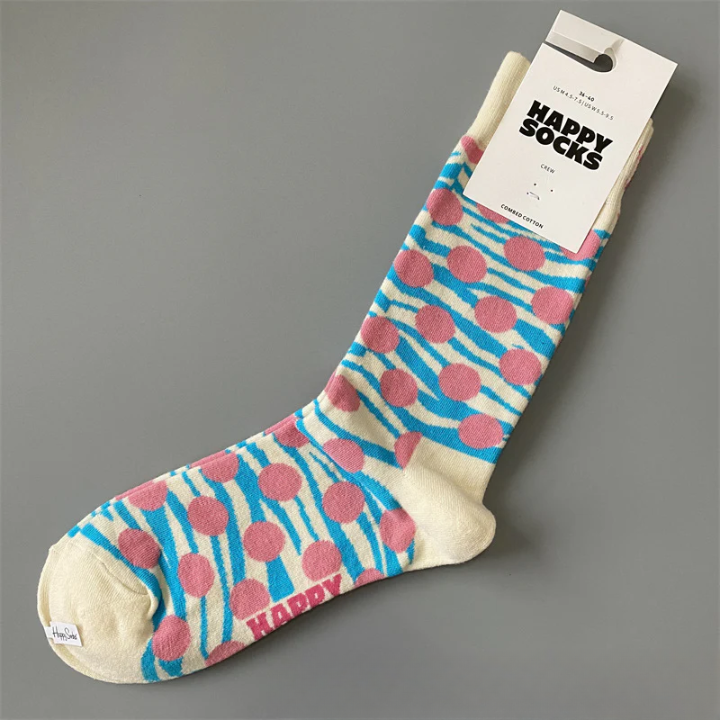 Unisex Colorful Cotton Crew Socks – Trendy Mid-Tube Fashion Socks for Spring & Autumn