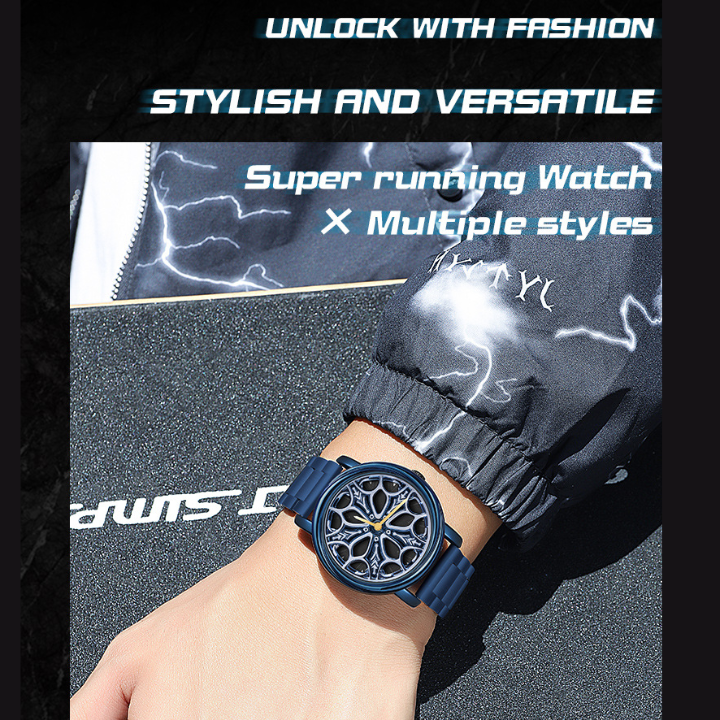 Sanda Men’s Quartz Watch – Rotating Dial, Stainless Steel Strap, Waterproof Timepiece