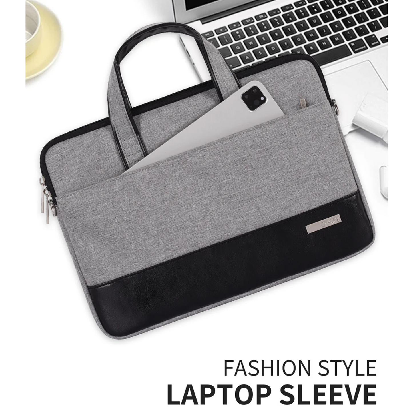 Colorblock Waterproof Laptop Bag – Fits 13" & 15" – Business Style with Front Pocket