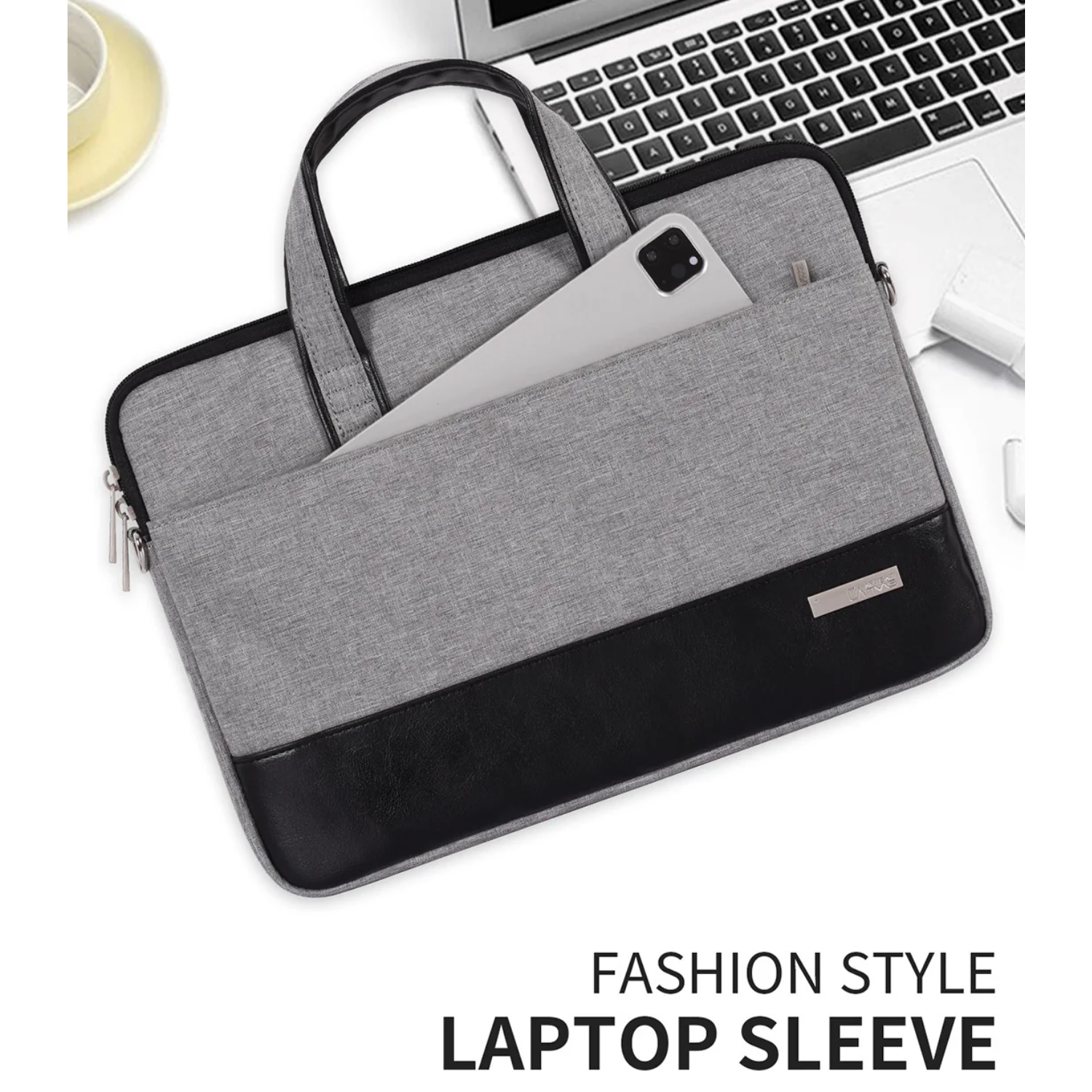 Colorblock Waterproof Laptop Bag – Fits 13" & 15" – Business Style with Front Pocket