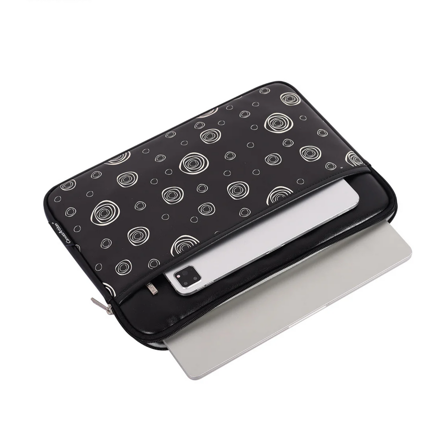 Shockproof PU Laptop Sleeve – Abstract Circle Print for 11–15 Inch Devices