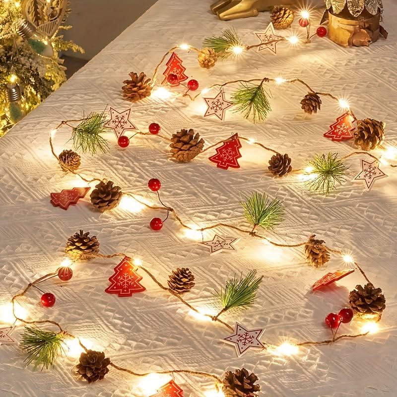 Christmas LED Decorative String Lights with Pinecones