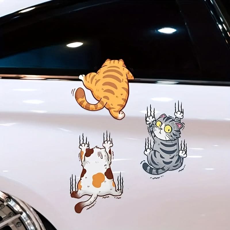 Cartoon Cat Car Sticker – Cute Pet Decal for Car Body & Motorcycle