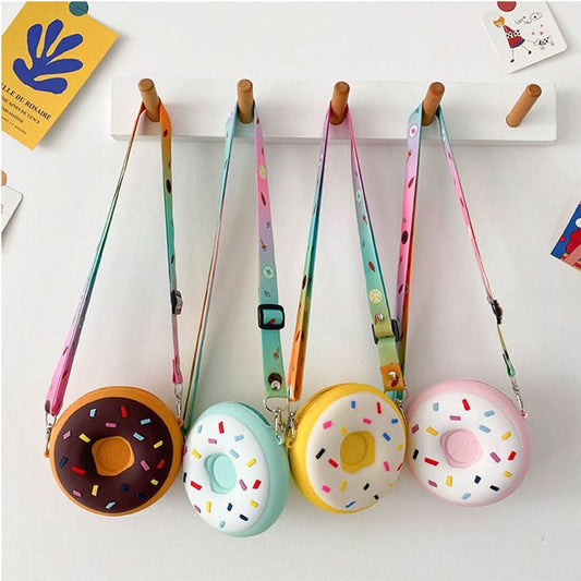 Donut-Shaped Girls' Coin Purse Shoulder Bag