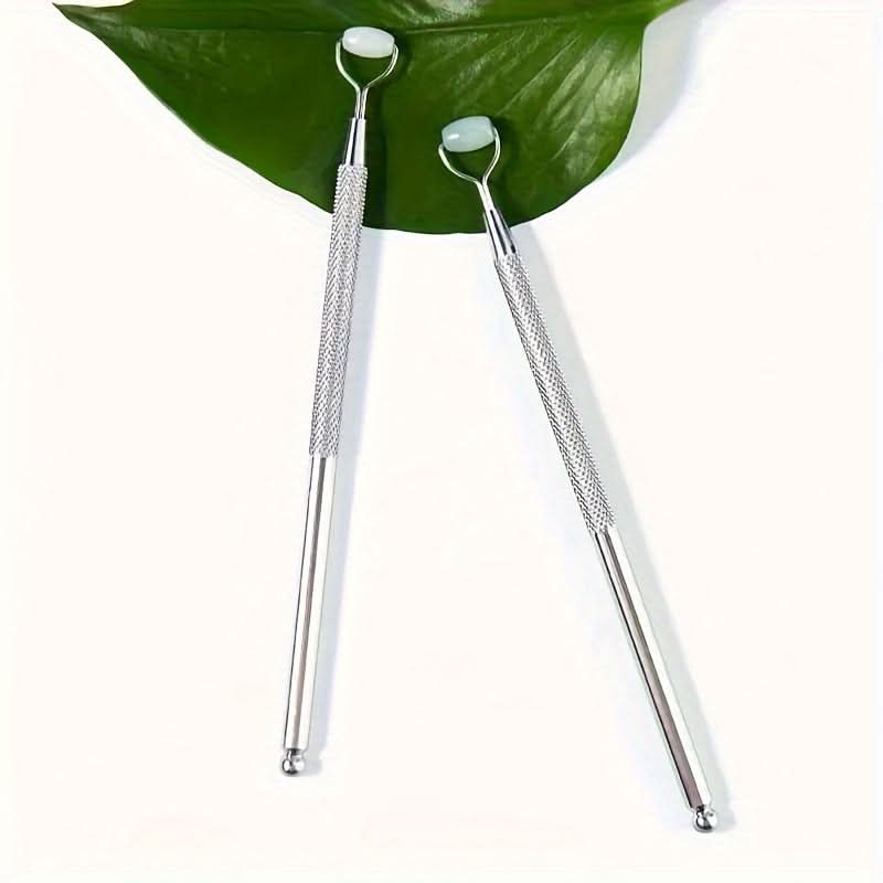 Stainless Steel Jade Facial Roller – Manual Scraping Massage Tool for Skin Care